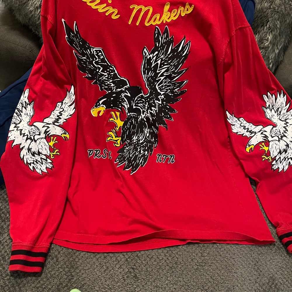 Red Long Sleeve Eagle Graphic Shirt